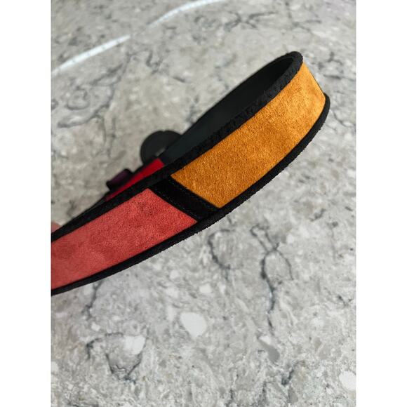 Vintage 80s Genuine Leather Belt Color Block Funky Artsy Size Small JL main image 9